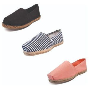 Tripack Alpargata Negro Goma, Ray Azul/blanco Y Coral