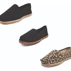 Tripack Alpargata Negro, Negro Goma Y Animal Print