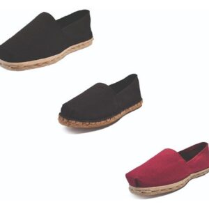 Tripack Alpargata Negro, Negro Goma Y Burdeo