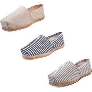 Tripack Alpargata Crudo, Ray Azul/blanco Y Ray Gris/blanco