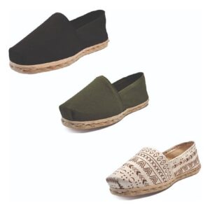 Tripack Alpargata Negro, Verde Militar Y Crudo Étnico