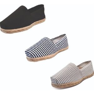 Tripack Alpargata Negro, Ray Azul/blanco Y Ray Gris/blanco