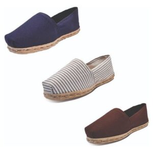 Tripack Alpargata Azul Marino, Ray Gris/blanco Y Café