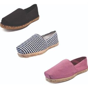 Tripack Alpargata Negro Goma, Ray Azul/blanco Y Jacarandá