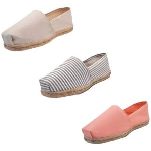 Tripack Alpargata Crudo, Ray Gris/blanco Y Coral