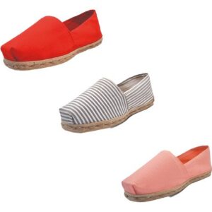Tripack Alpargata Rojo, Ray Gris/blanco Y Coral