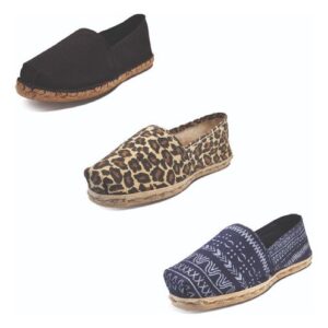 Tripack Alpargata Negro Goma, Animal Pr Y Azul Étnico