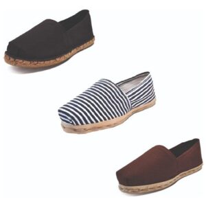 Tripack Alpargata Negro Goma, Ray Azul/blanco Y Café