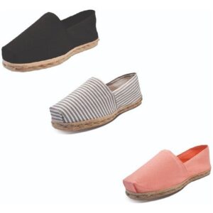 Tripack Alpargata Negro, Ray Gris/blanco Y Coral