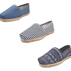 Tripack Alpargata Mezclilla, Ray Azul/blanco Y Azul Étnico
