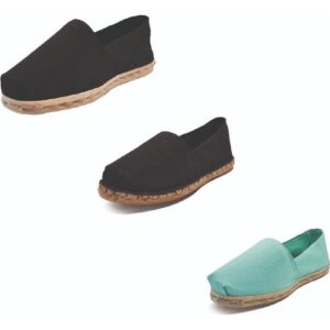 Tripack Alpargata Negro, Negro Goma Y Turquesa