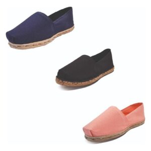 Tripack Alpargata Azul Marino, Negro Goma Y Coral