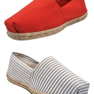 Pack Alpargata Rojo - Rayado Gris/blanco