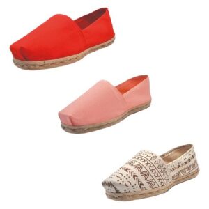 Tripack Alpargata Rojo, Coral Y Crudo Étnico