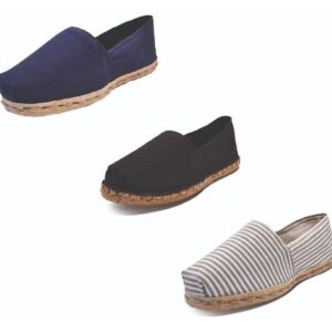 Tripack Alpargata Azul Marino, Negro Goma Y Ray Gris/blanco