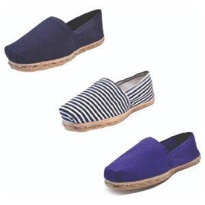 Tripack Alpargata Azul Marino, Ray Azul/blanco Y Morado