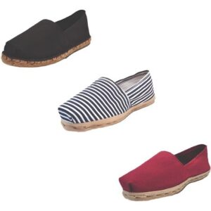 Tripack Alpargata Negro Goma, Ray Azul/blanco Y Burdeo