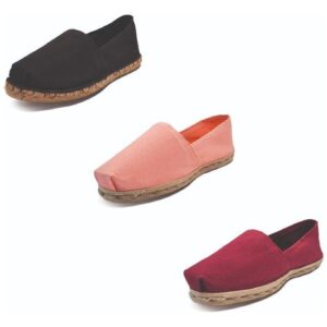 Tripack Alpargata Negro Goma, Coral Y Burdeo
