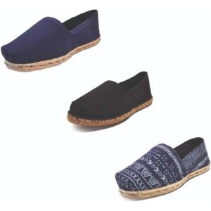 Tripack Alpargata Azul Marino, Negro Goma Y Azul Étnico