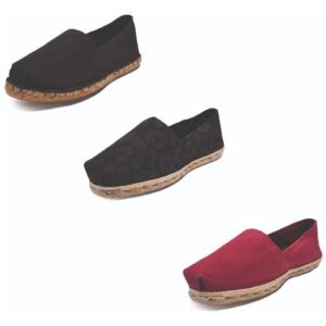 Tripack Alpargata Negro Goma, Animal Pr Neg Y Burdeo