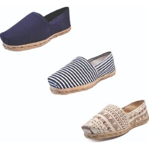 Tripack Alpargata Azul Marino, Ray Azul/blanco Y Crudo Étni