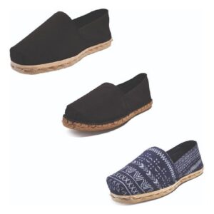 Tripack Alpargata Negro, Negro Goma Y Azul Étnico