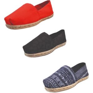Tripack Alpargata Rojo, Animal Print Negro Y Azul Étnico