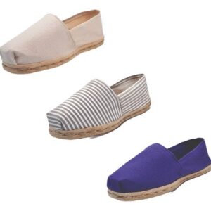 Tripack Alpargata Crudo, Ray Gris/blanco Y Morado