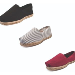 Tripack Alpargata Negro, Ray Gris/blanco Y Burdeo