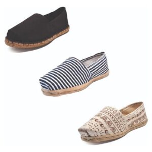 Tripack Alpargata Negro Goma, Ray Azul/blanco Y Crudo Étnico