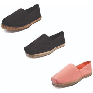 Tripack Alpargata Negro Goma, Animal Pr Neg Y Coral