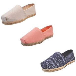 Tripack Alpargata Crudo, Coral Y Azul Étnico