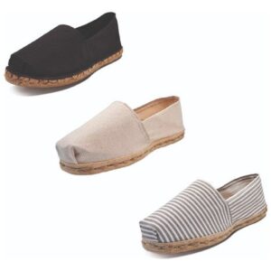 Tripack Alpargata Negro Goma, Crudo Y Ray Gris/blanco