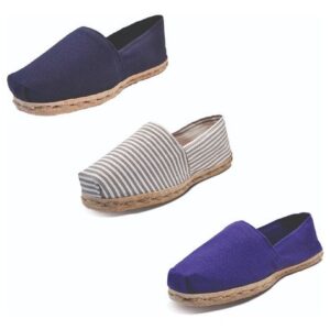 Tripack Alpargata Azul Marino, Ray Gris/blanco Y Morado