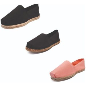 Tripack Alpargata Negro, Negro Goma Y Coral