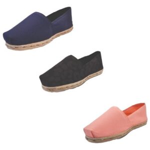 Tripack Alpargata Azul Marino, Animal Print Negro Y Coral