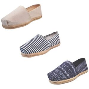 Tripack Alpargata Crudo, Ray Azul/blanco Y Azul Étnico