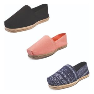 Tripack Alpargata Negro, Coral Y Azul Étnico