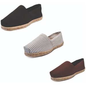 Tripack Alpargata Negro, Ray Gris/blanco Y Café