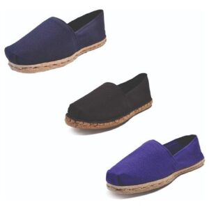 Tripack Alpargata Azul Marino, Negro Goma Y Morado