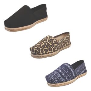 Tripack Alpargata Negro, Animal Print Y Azul Étnico