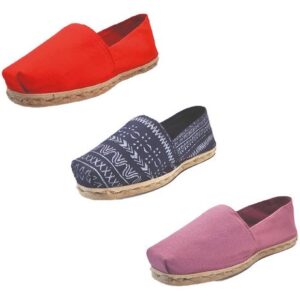 Tripack Alpargata Rojo, Azul Étnico Y Jacarandá