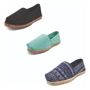 Tripack Alpargata Negro Goma, Turquesa Y Azul Étnico