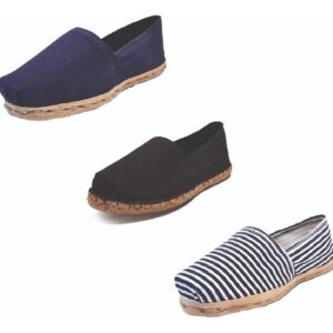 Tripack Alpargata Azul Marino, Negro Goma Y Ray Azul/blanco