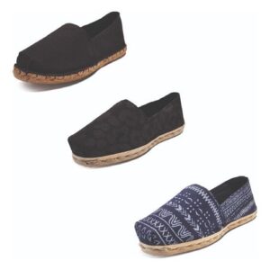 Tripack Alpargata Negro Goma, Animal Pr Neg Y Azul Étnico