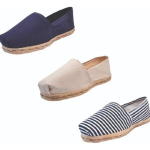Tripack Alpargata Azul Marino, Crudo Y Ray Azul/blanco