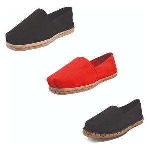 Tripack Alpargata Negro, Rojo Y Negro Goma