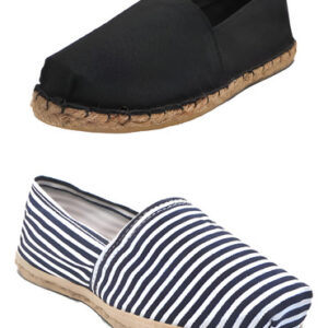 Pack Alpargata Negro Refuerzo De Goma - Rayado Azul/blanco
