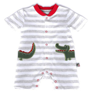 Pijama Bebé Lady Genny Bb-167 Enterito Cotton Rojo Rayas 9m A 12m