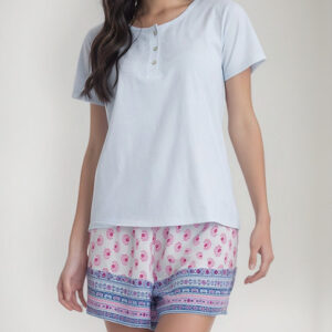 Pijama Mujer Lady Genny J-731 Cotton & Viscosa Celeste S